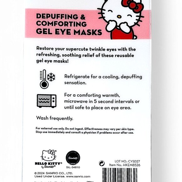Hello Kitty Depuffing Comforting Gel Eye Masks,Set of 2, Reusable & Cruelty Free - Picture 3 of 3